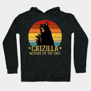 Catzilla Mother Of The Cats Retro Vintage Sunset Hoodie